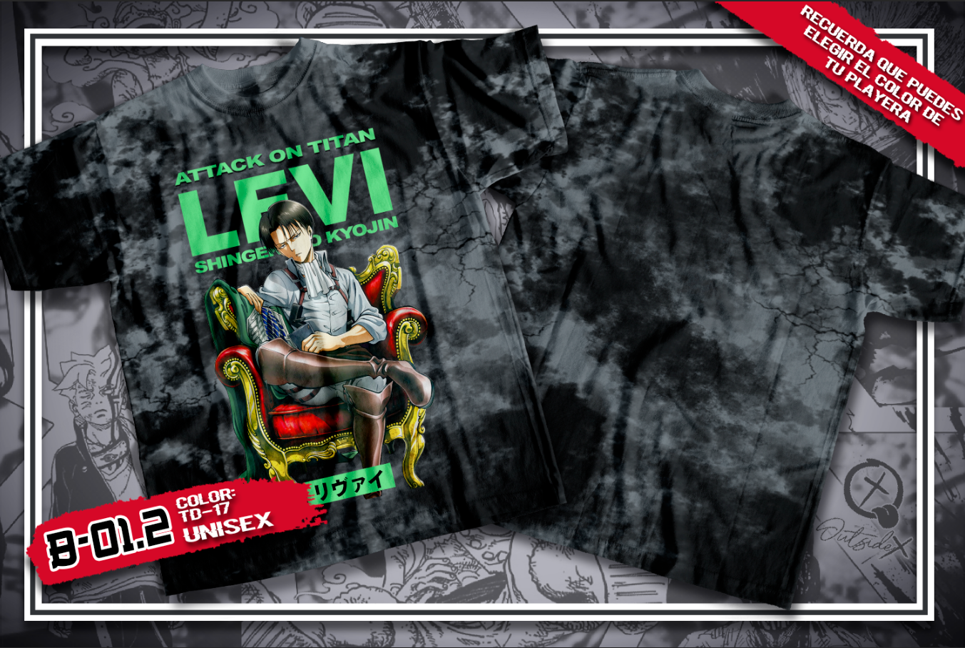 camiseta manga corta attack on titan