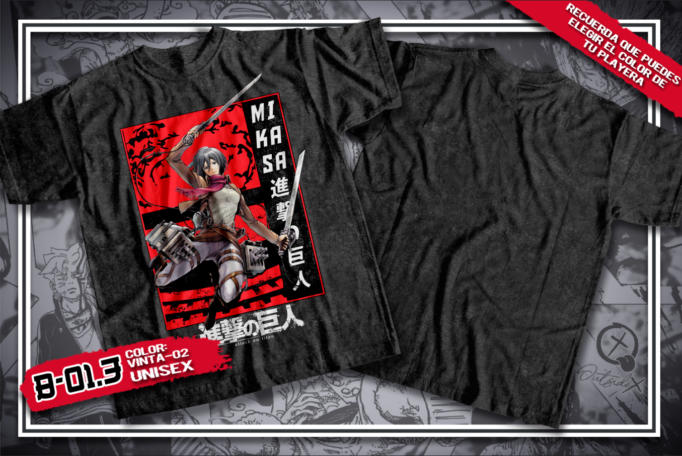 CAMISETA MANGA CORTA MIKASA ATTACK